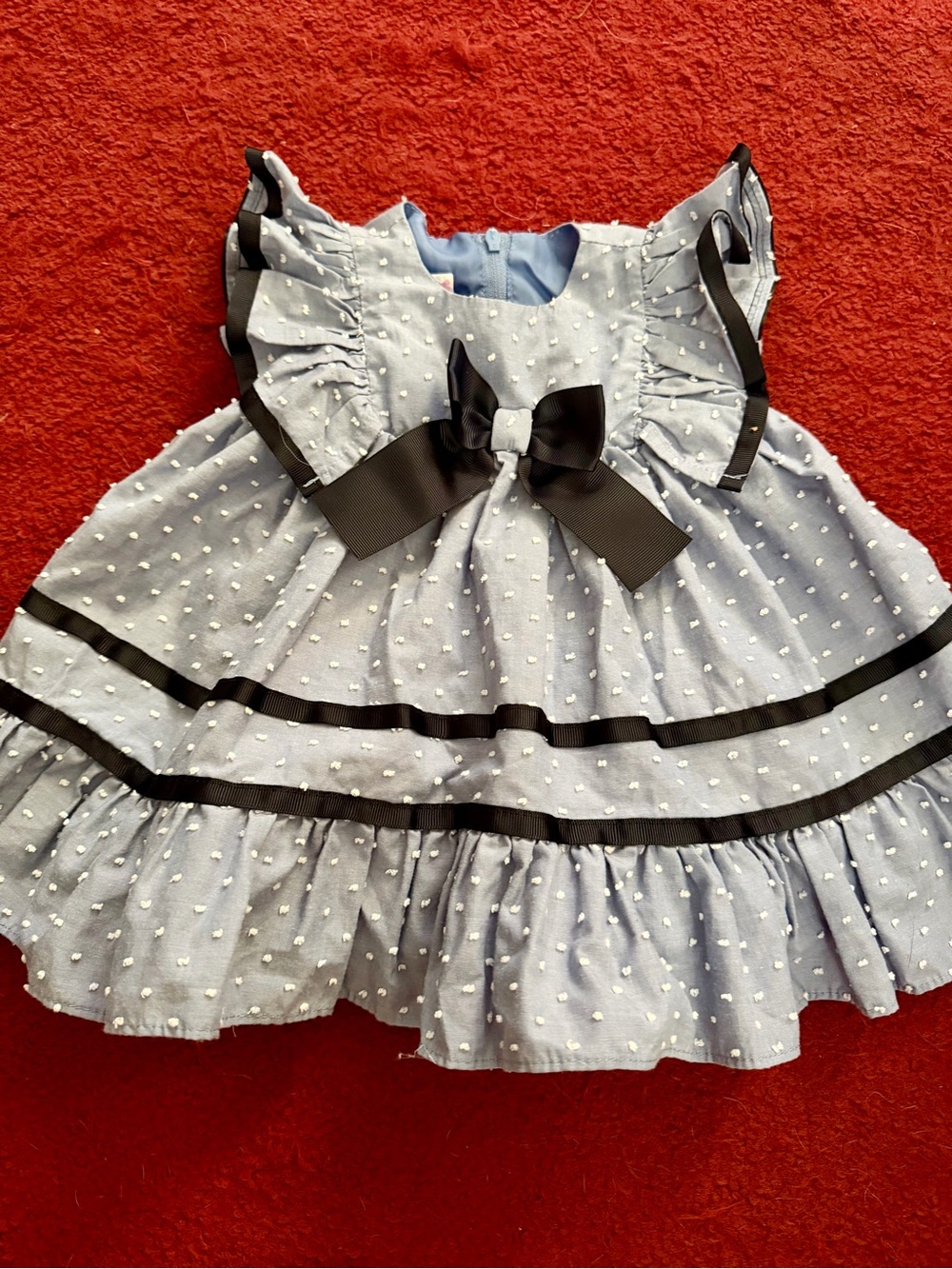 Classic Blue Dot Dress with Blir Ribbon -